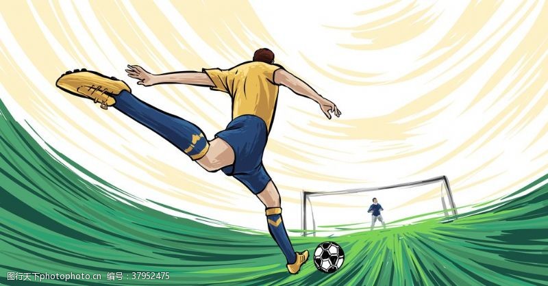 足球射门人物速度插画卡通背景