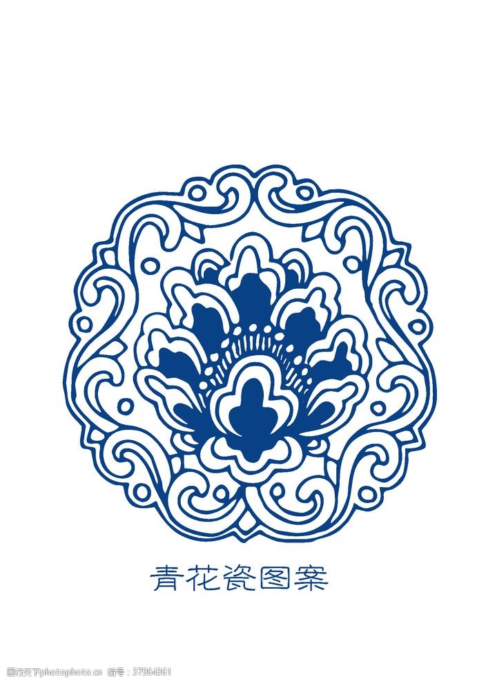 中国风陶瓷海报青花纹理