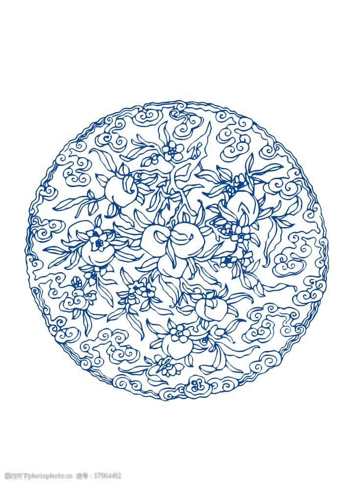 中国风陶瓷海报青花纹理
