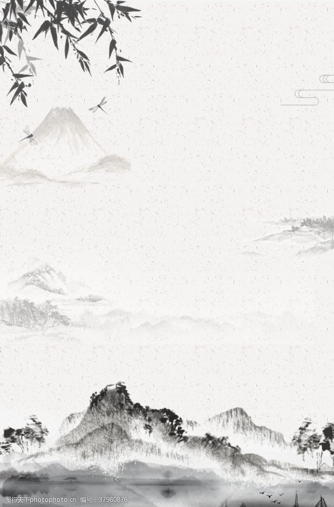 竹子中国风山水画