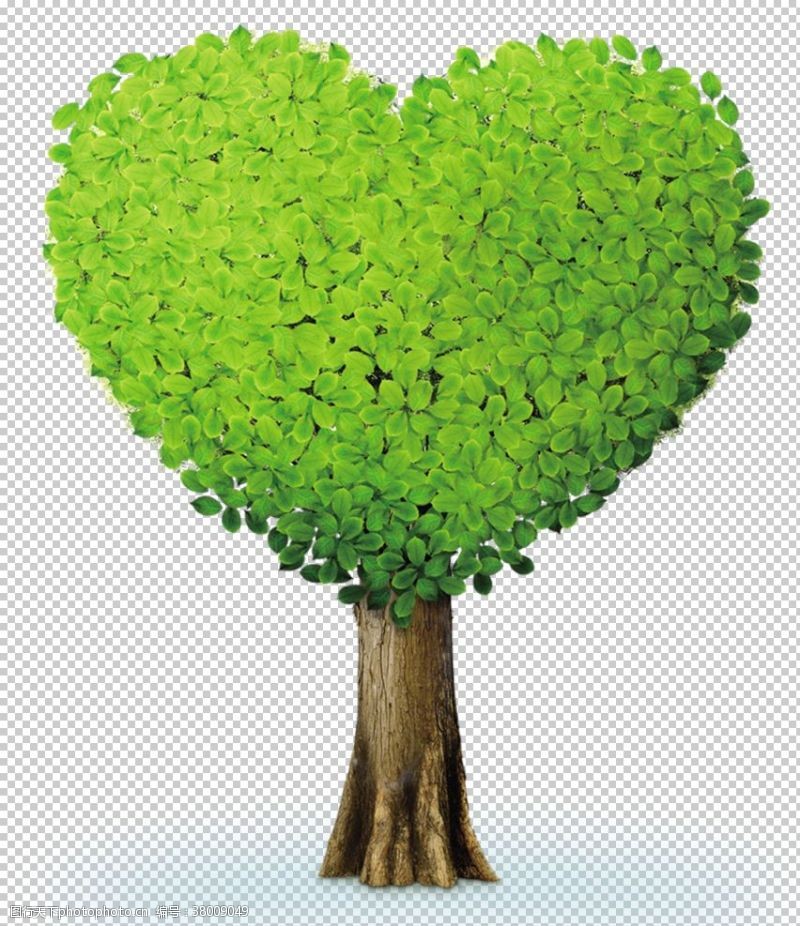 呵护健康创意爱心绿树免抠元素