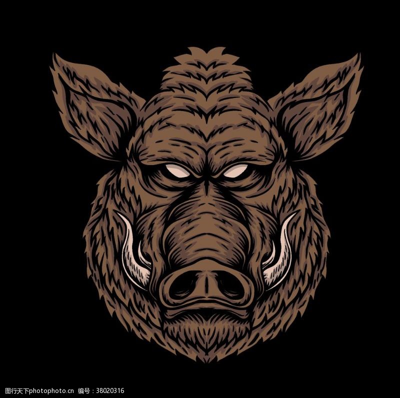 复古电影海报创意野猪头像