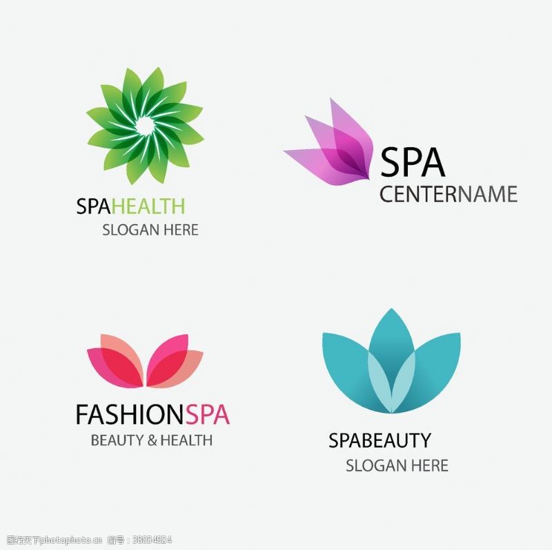 英文标志花瓣logo设计