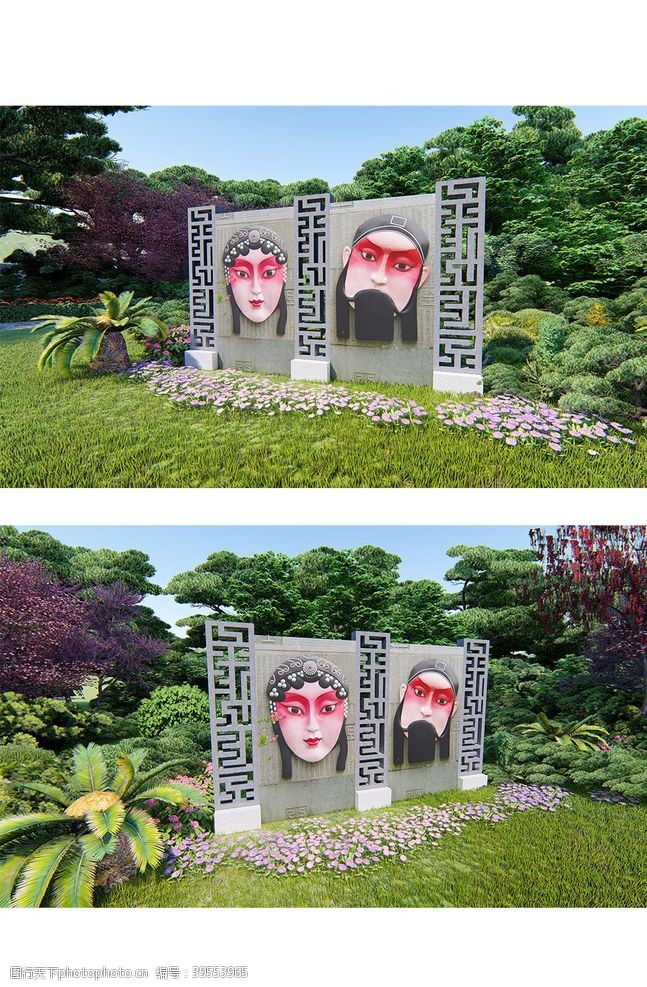 环境规划脸谱雕塑图片