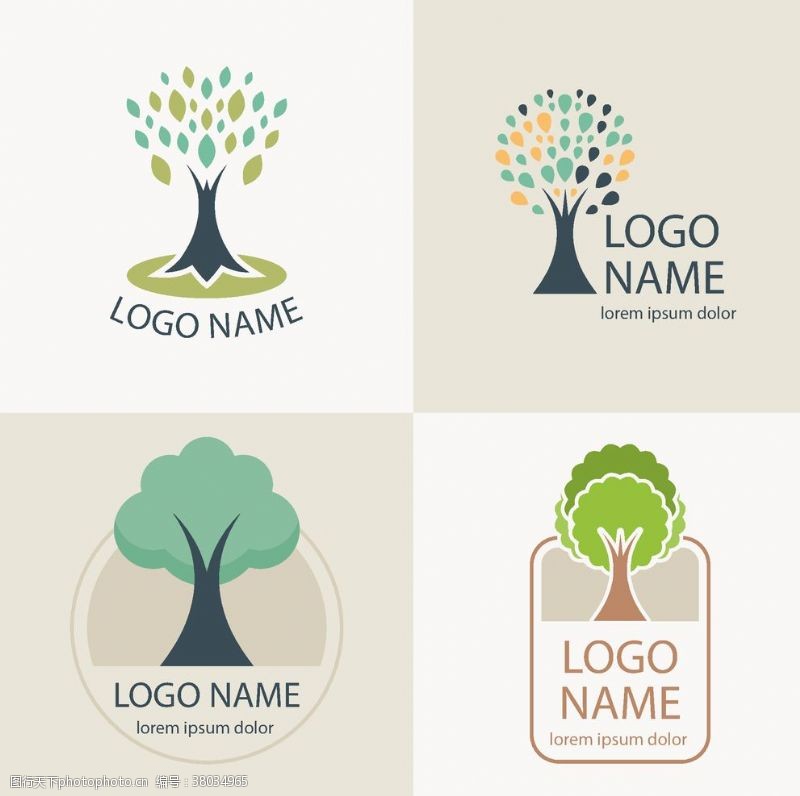 艺术字字体创意树型logo设计