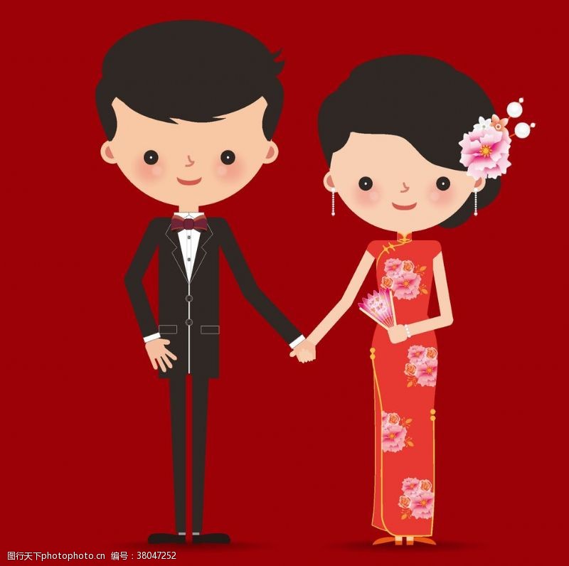 婚礼设计图卡通中式婚礼
