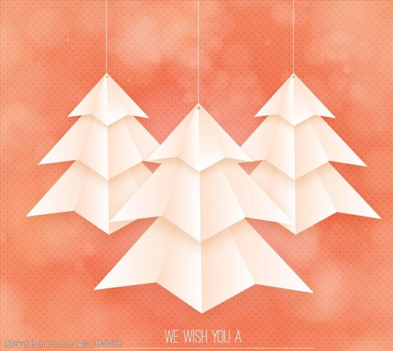 圣诞节折纸圣诞贺卡折纸风格圣诞树