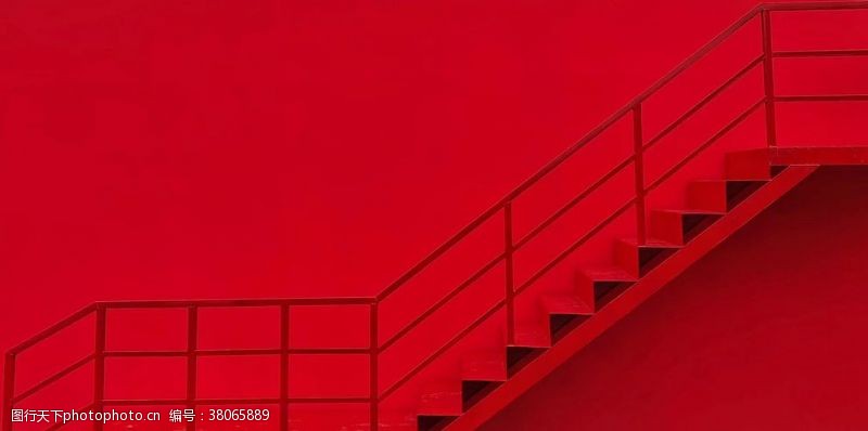 扶手栏杆红色阶梯背景
