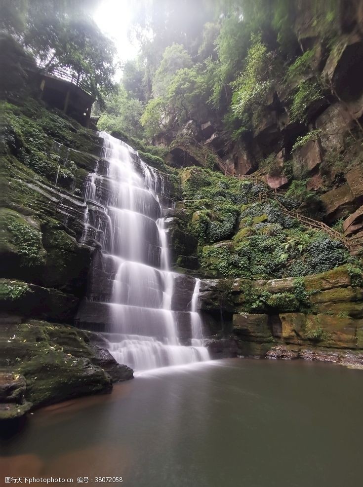 青葱大树碧峰峡瀑布