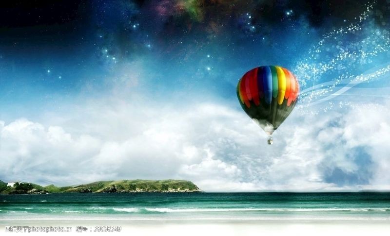 热气球壁纸热气球海边星空