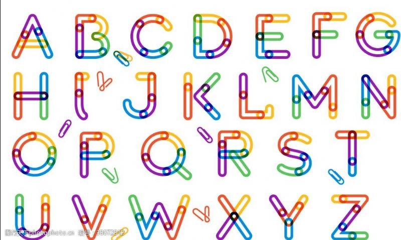 26个大写字母大写彩色英文字母