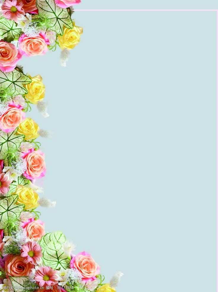 婚礼背景清新鲜花海报背景