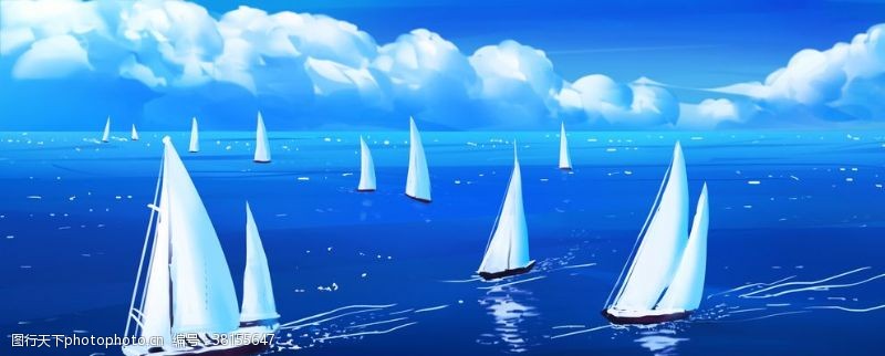 分类帆船海洋大海插画卡通素材