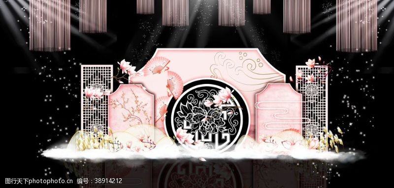 迎宾区粉色中式婚礼主题效果图片