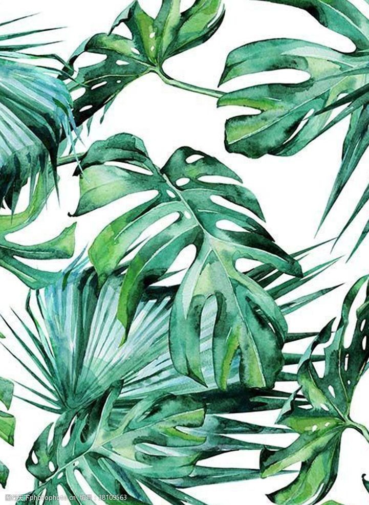 嫩绿背景手绘植物元素背景