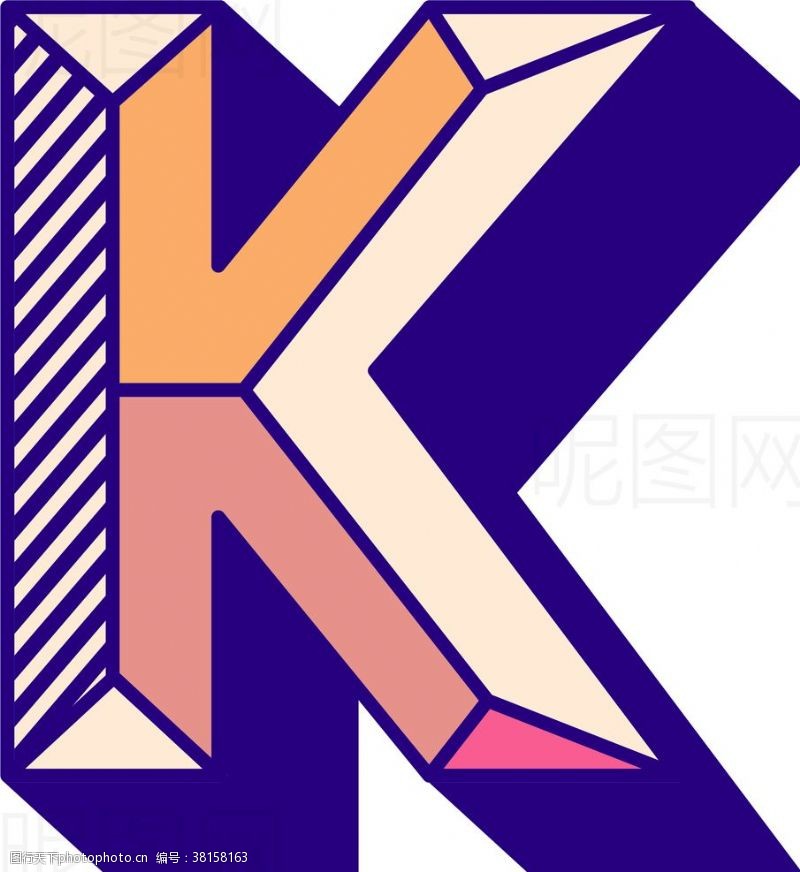 儿童字体字母K