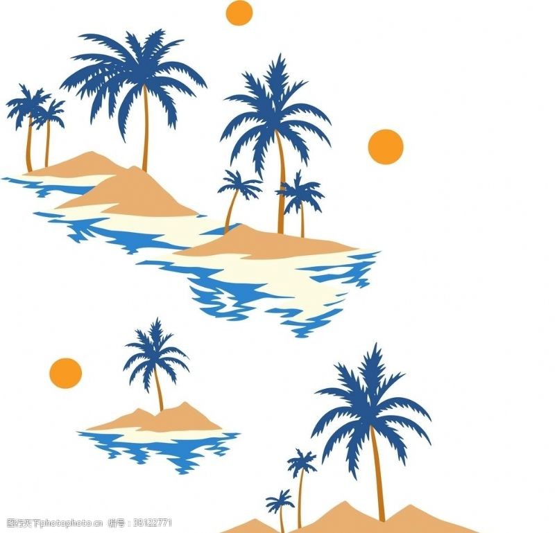 落日椰树沙滩