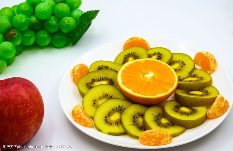 绿色水果苹果与水果拼盘