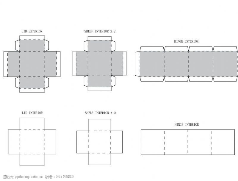 盒型结构异型包装展开平面图