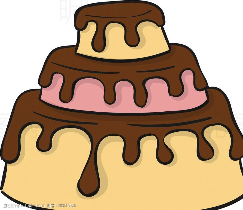 水果卡通三层巧克力蛋糕