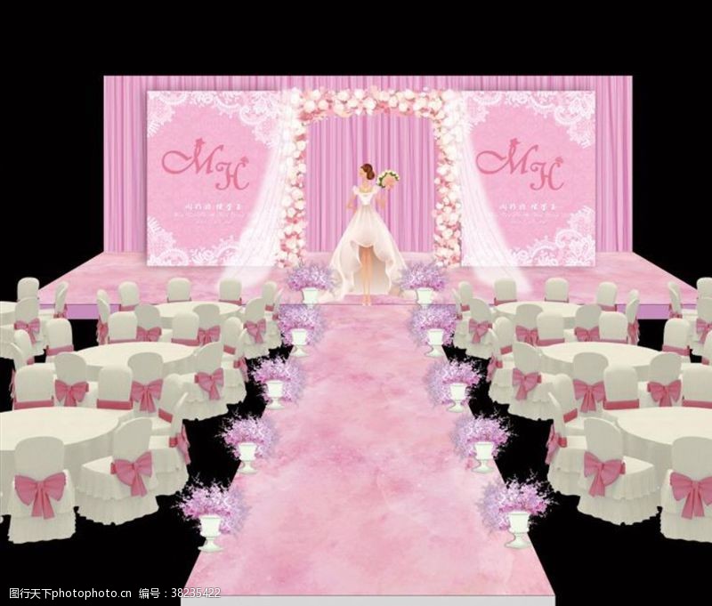 粉色系婚礼粉色舞台