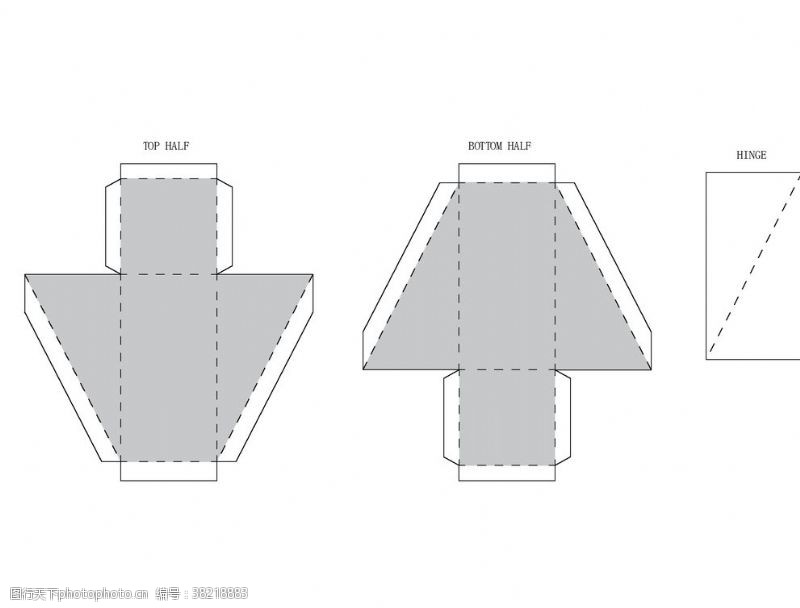 盒型结构异型包装展开平面