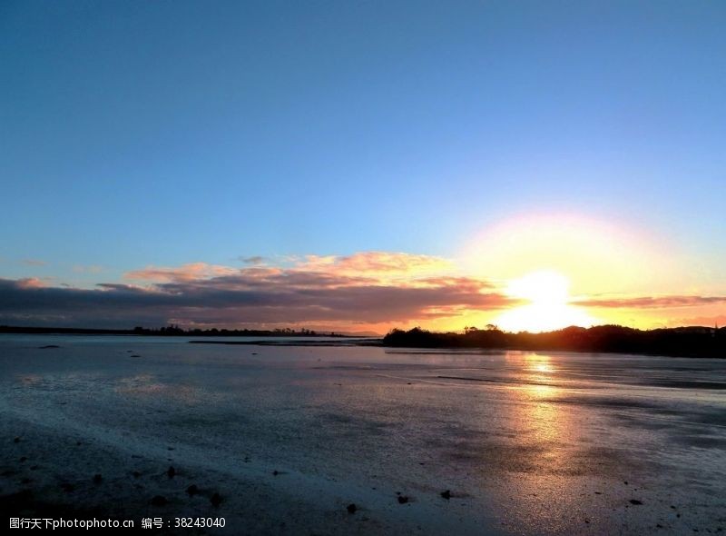 新西兰海滨风光新西兰海滨夕阳风光