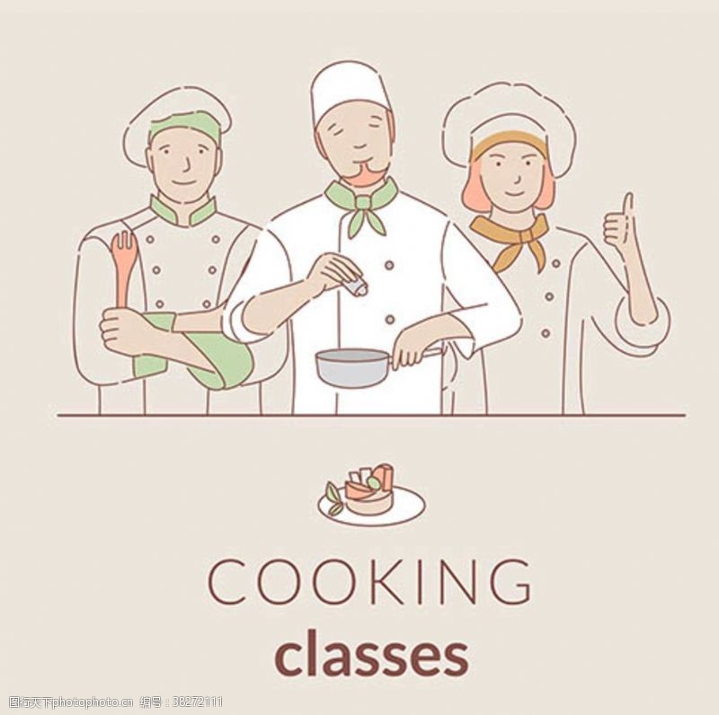 厨师卡通人物厨师简笔插画