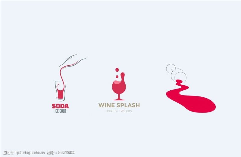 水滴标志红酒高脚杯矢量图形图标