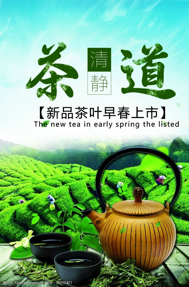 茶叶三折页新茶上市宣传海报