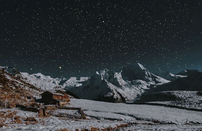 银联雪山星空