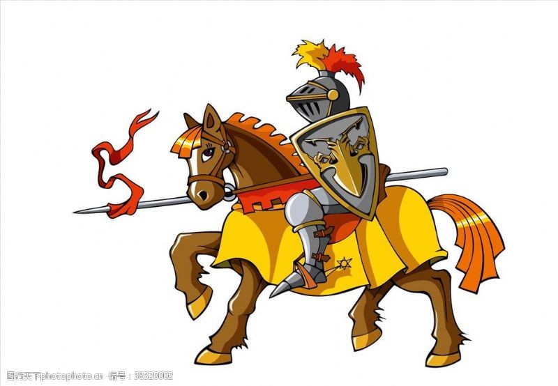 骑马插画古战士