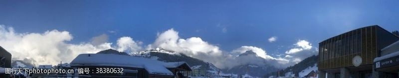阿尔卑斯山风光蓝天下的雪山雪地雪景
