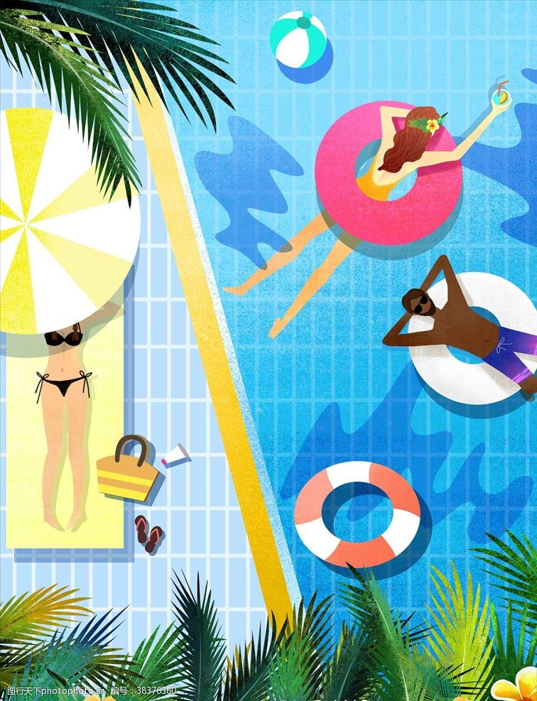 浴池夏季海报