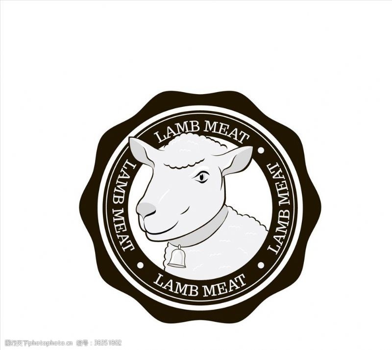 农场动物羊肉印章