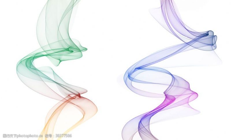 波浪彩带手绘新中式抽象彩色烟雾线条
