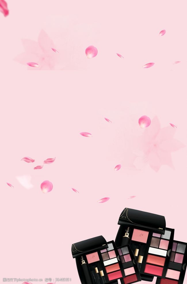樱花图案化妆品粉色背景