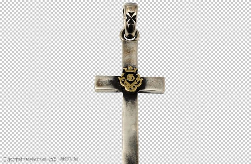 铜字花纹十字架挂件