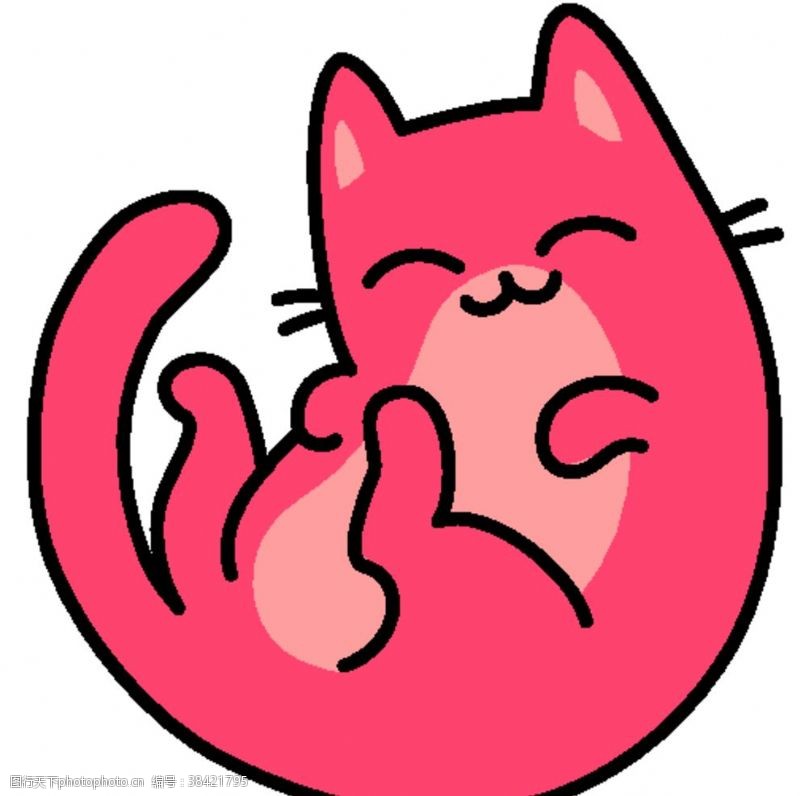 日本短尾猫手绘卡通猫咪