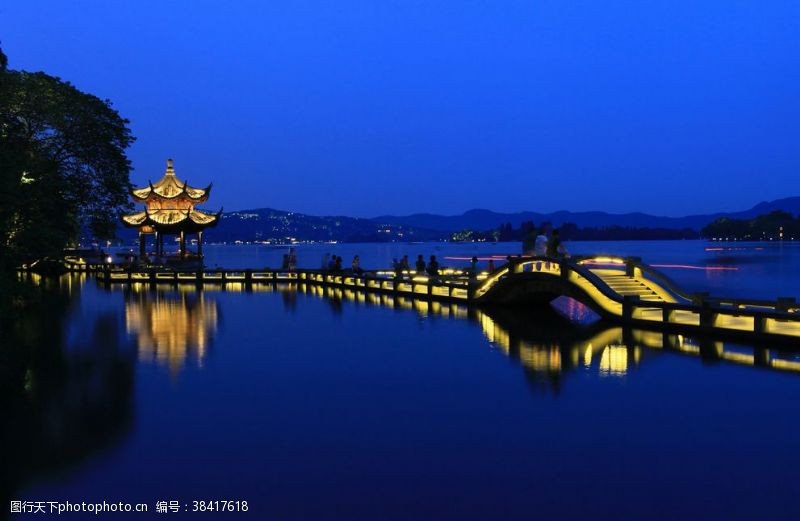 杭州西湖海报西湖夜景