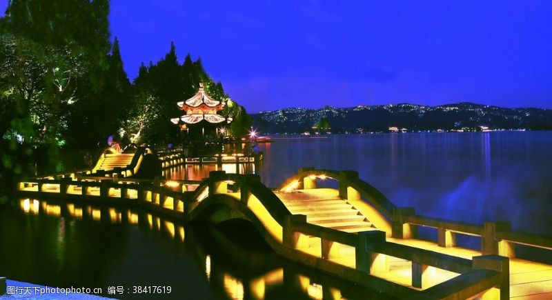 杭州西湖海报西湖夜景