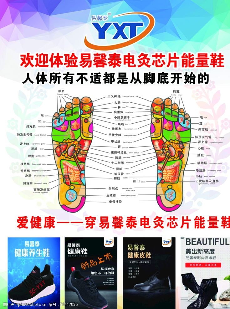 鞋类海报太赫兹能量鞋