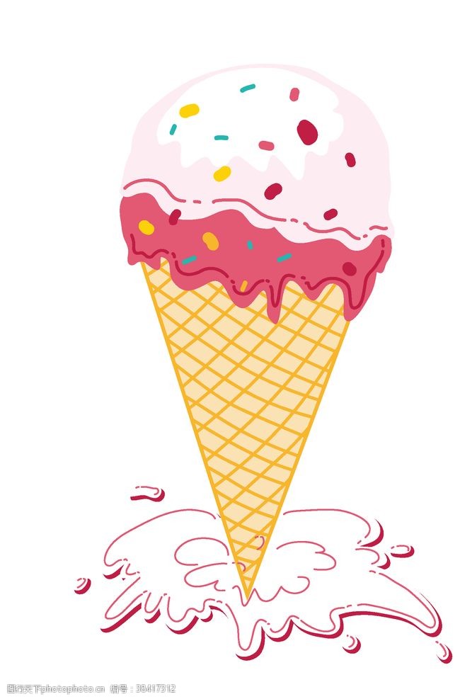 甜筒冰淇淋夏日冰激凌甜筒矢量漫画插画