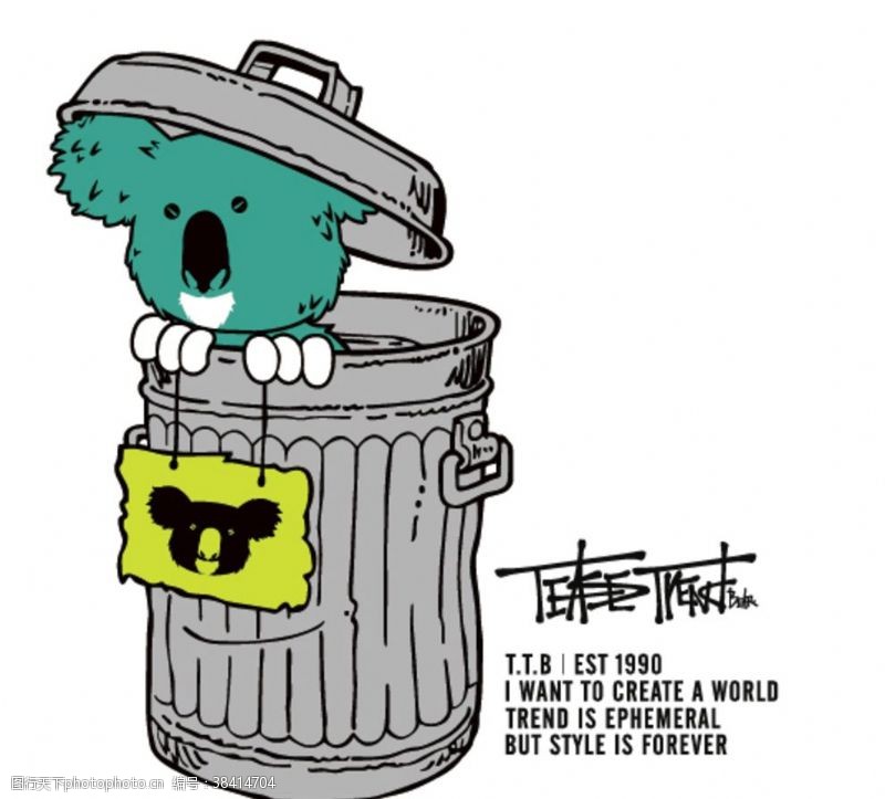 卡通考拉考拉无尾熊垃圾桶