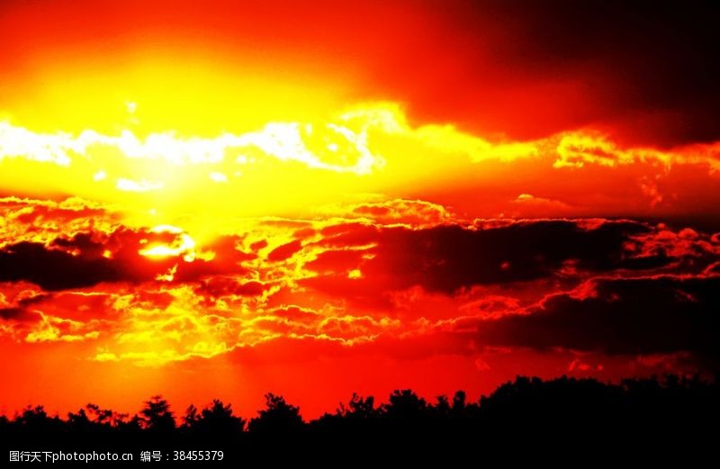 夕阳红天空暖色天空