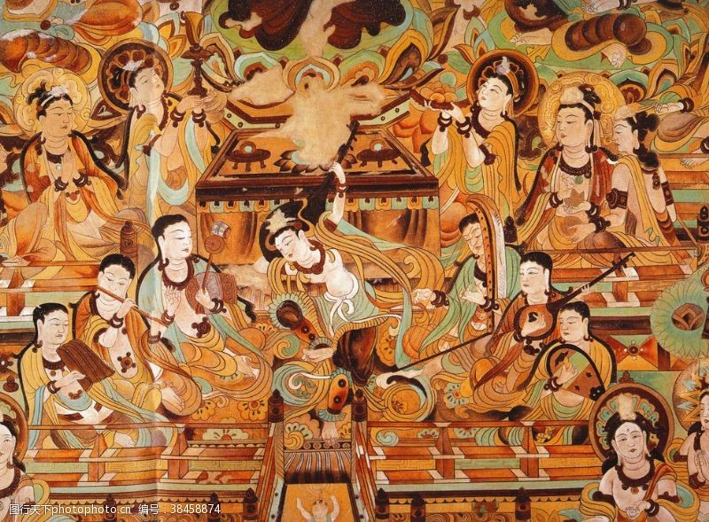 琵琶中国风壁画