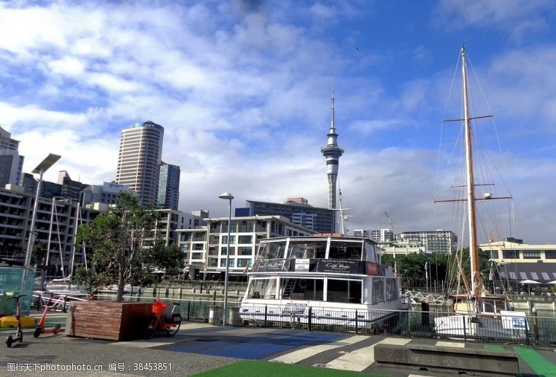 新西兰海滨风光奥克兰码头风景