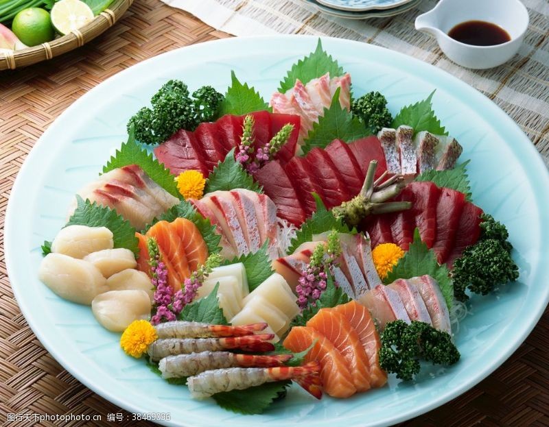 彩色海报食物生鱼片