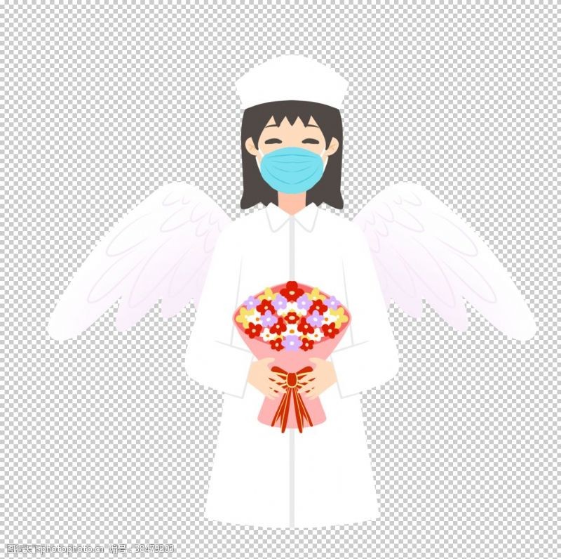 卡通护士医生护士天使插画卡通背景素材