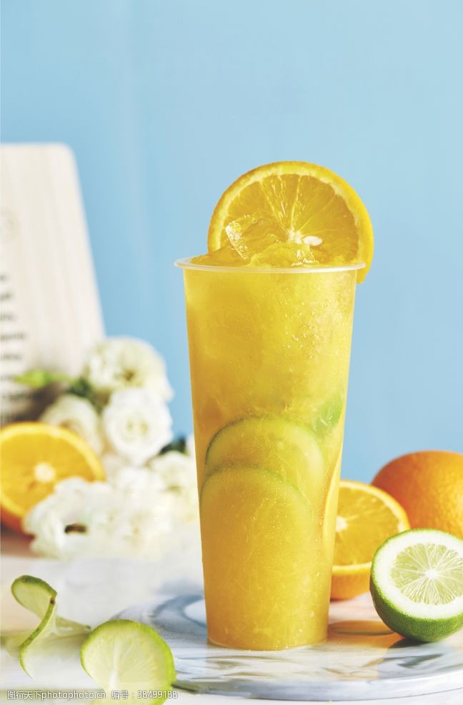 水果宣传柠檬橙汁水果茶